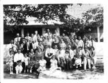George Washington Crowe Family Reunion – in front of George Washington Crowe and Mary King Crowe’s “home place.” George Washington Crowe is sitting in the left middle row in front of the two little girls.  Jim’s father (Garrett Lee Davenport), his mother (Lottie May Cooper Davenport) and his older sister (Patricia Anne Davenport Huiet). are on the right side of the front row.  The picture was taken around 1939 which would make Patricia four years old at the time.