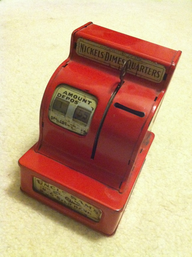 My Red Uncle Sam Bank still in the possession of our son.