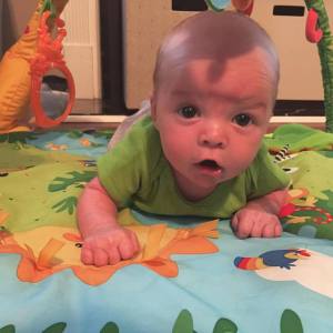 Rhett on His Tummy at One Month